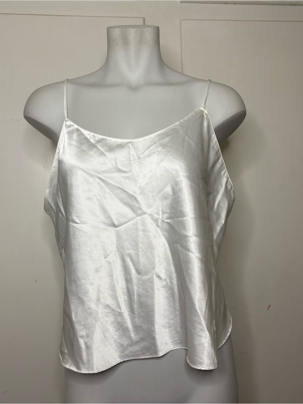 Vintage 90s Calvin Klein Simple White Satin Lingerie Cami